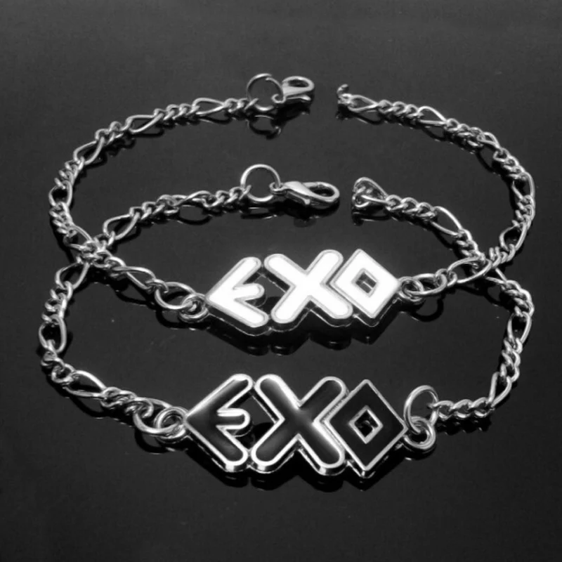 

Charming Jewelery EXO Rope Cuff Bracelets Bangles Lovers Bracelets Jewelry Black White 2 Colors Drop Shipping