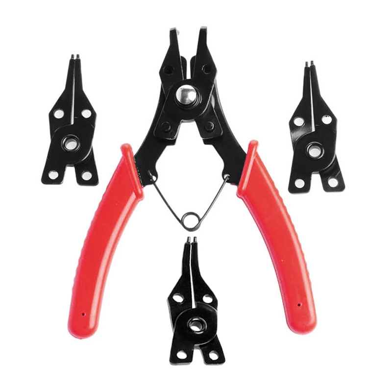 

Hot 4-in-1 Multifunction Snap Ring Pliers Plier Hand Tool Set Circlip Combination Retaining Clip Red