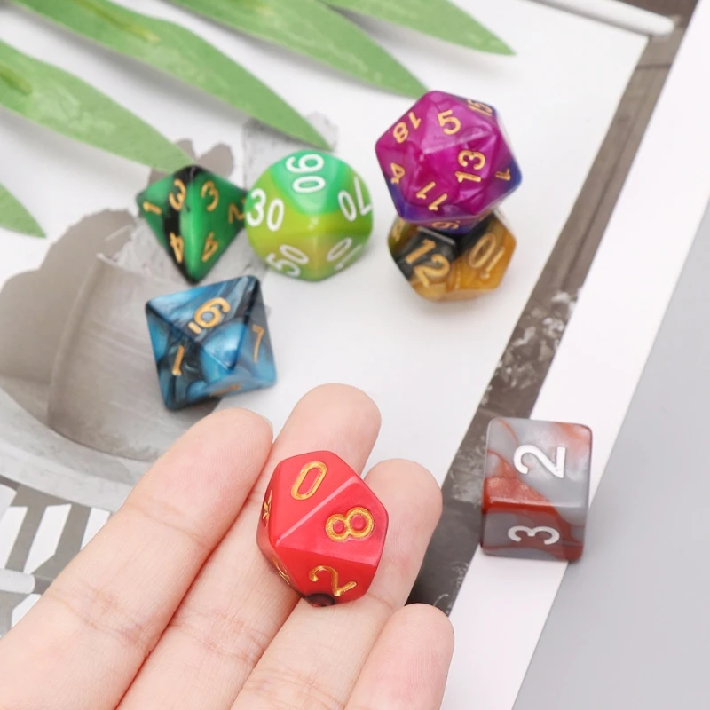 7 шт./компл. кубики бусины трпг игры D4 D20 многогранные красочные|Кубики| |