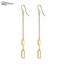 My Shape Stainless Steel Simple Gold/ Silver Drop Earring Long Tassel Rectangle Pendant Bohemian Tassel Earrings My Shape Stainless Steel Simple Gold/ Silver Drop Earring Long Tassel Rectangle Pendant Bohemian Tassel Earrings