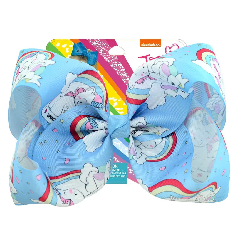 

Printed 1piece 8inch Jo Jo Bows with Siwa's Cardboad Unicorn Hair Bows Clips For Kids Girls Hairpins Handmade Hair Accessories