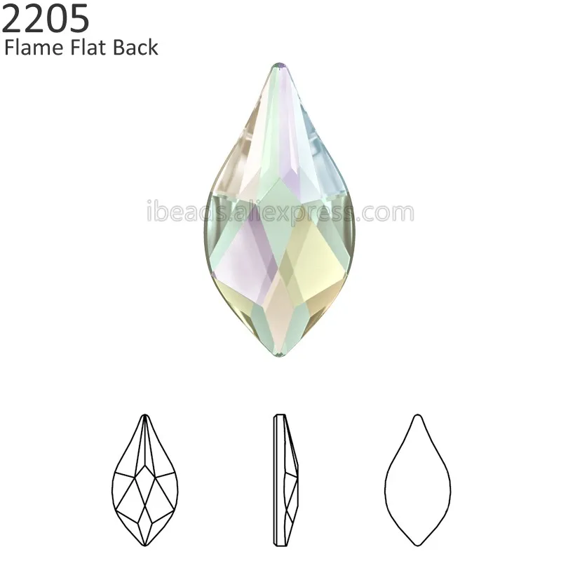 

(2 pieces) Original Crystals from Swarovski 2205 Flame flat back no hotfix rhinestone for nail art DIY jewelry decorate clothing