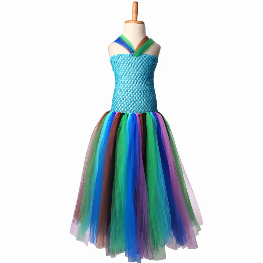 Handmade Peacock Inspired Girls Tutu Dress Party Dresses Holiday Clothing Baby Dress Up Fancy Tutus Vestidos (4)