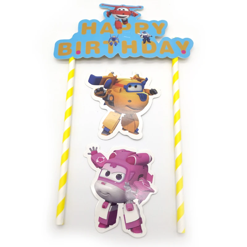 

1set Kids Favors Birthday Party Superwings/Super Wings Theme Cupcake Toppers Decoration Baby Shower Cake Flags Events Supplies