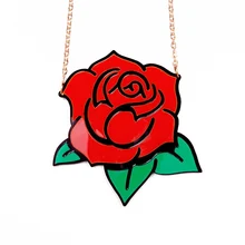 Lucky99 clásico Vintage rosa roja collares colgantes de flores para las mujeres Sexy coqueta acrílico collares de hip hop chica regalo de E19006