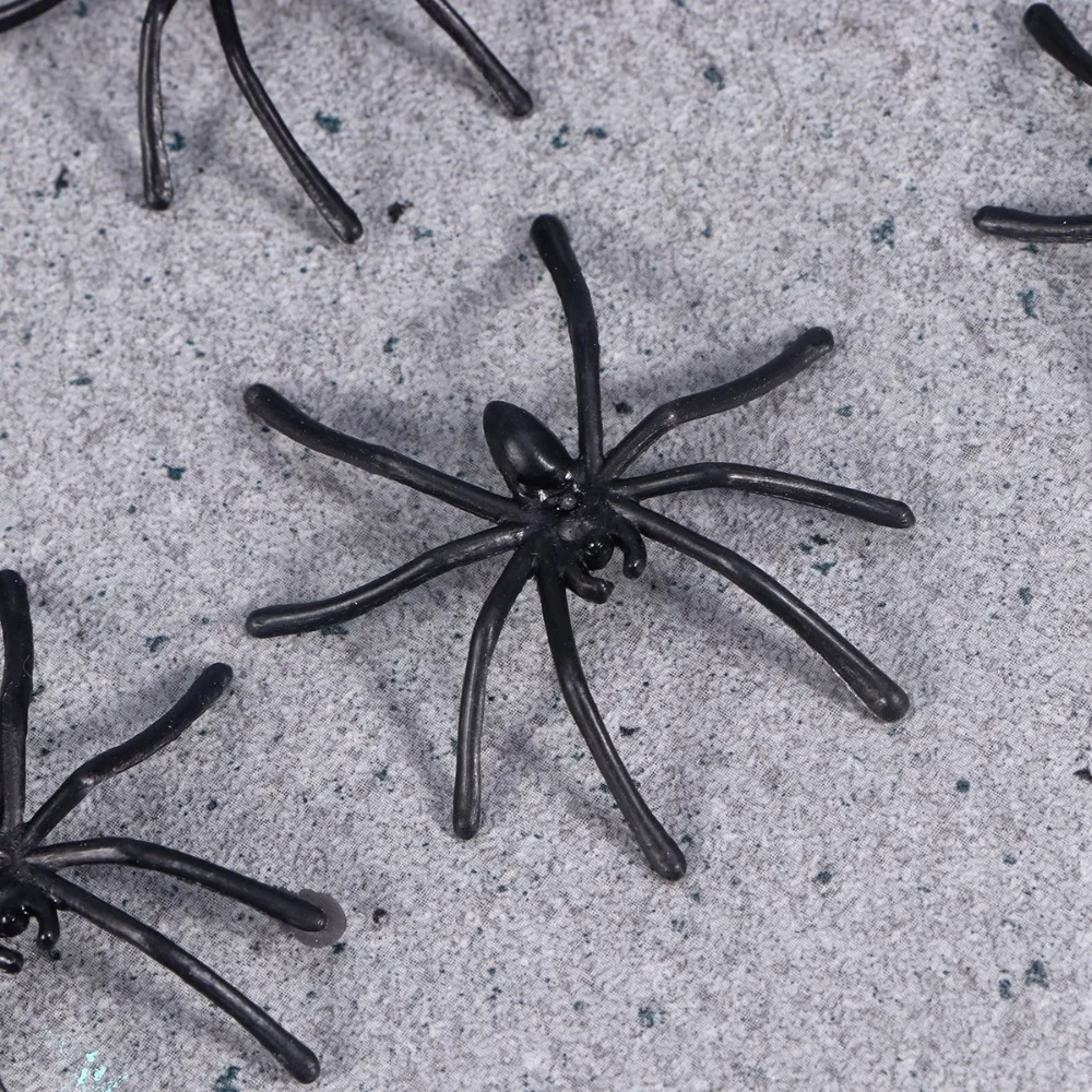 Black Plastic Spider Funny Black Fake Spiders For Halloween Party Haunted House Decor for Kids Children Play Toys