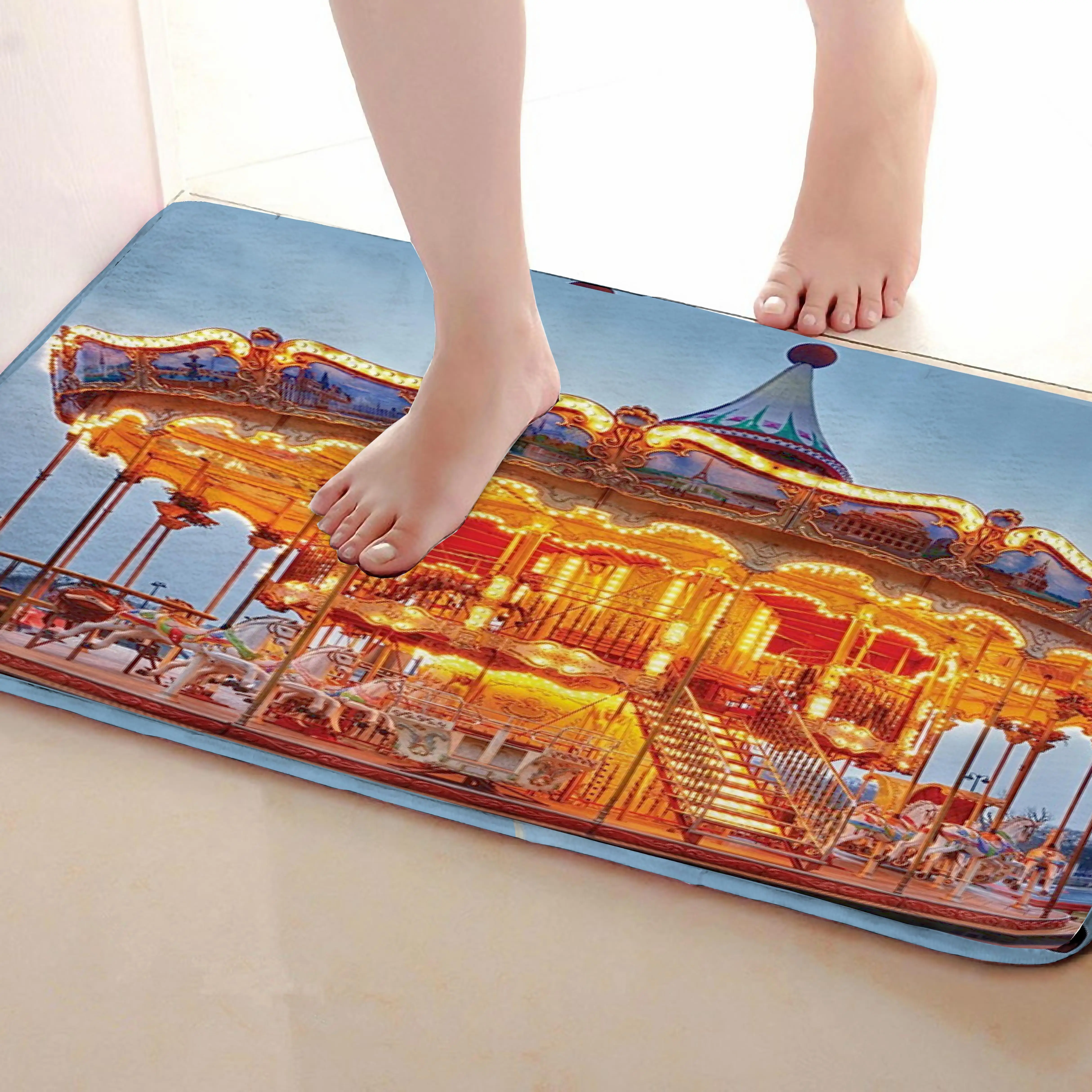 Merry-go-круглые стильные коврики для улицы, забавные Противоскользящие коврики для ванной, дверные коврики, дверные коврики под входную дверь