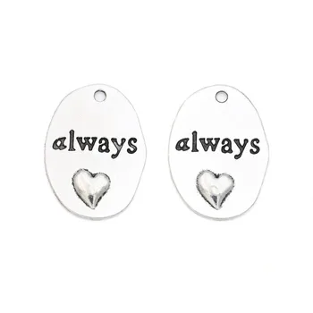 

15pcs Tibetan Silver Plated Always Heart Charms Pendants for Jewelry Making Findings DIY Handmade Craft 25x18mm