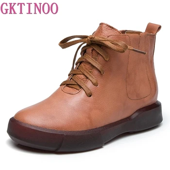 GKTINOO Fashion Winter Shoe Boots Genuine Leather Ankle Shoes Vintage Casual Shoes Warm Velvet Retro Handmade Women Boots GKTINOO Fashion Winter Shoe Boots Genuine Leather Ankle Shoes Vintage Casual Shoes Warm Velvet Retro Handmade Women Boots