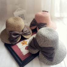 Корейский ведро Шапки Для женщин нарядные элегантные платья с бантом с открытым вилка шляпа с полями для путешествий женские туфли для отдыха с налокотниками, в стиле кэжуал Цвет Hand-made летнего солнца Шапки ka Складная