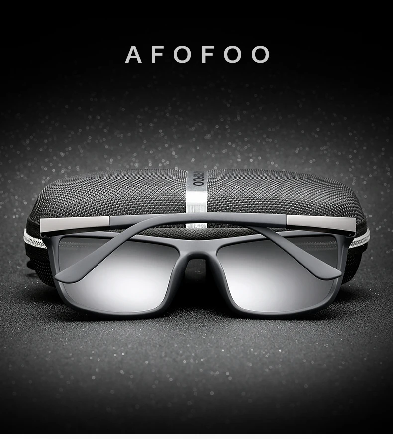 AFOFOO, фирменный дизайн, TR90, поляризационные солнцезащитные очки, мужские, для вождения, квадратная оправа, солнцезащитные очки, мужские очки, UV400, очки