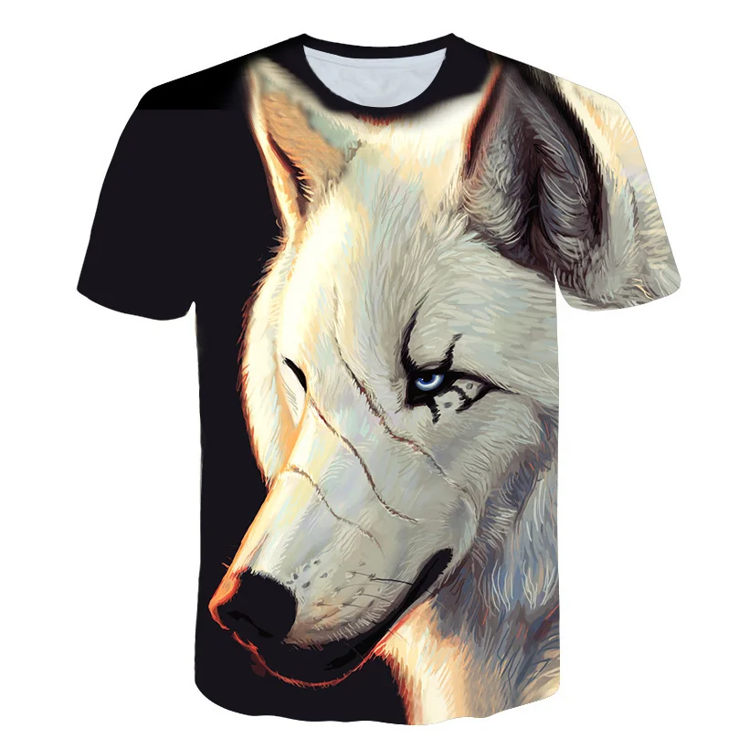 Новинка, 3D принт волка, крутая забавная футболка с животными, мужские летние топы с коротким рукавом, футболка, Мужская модная футболка, Мужская 6XL