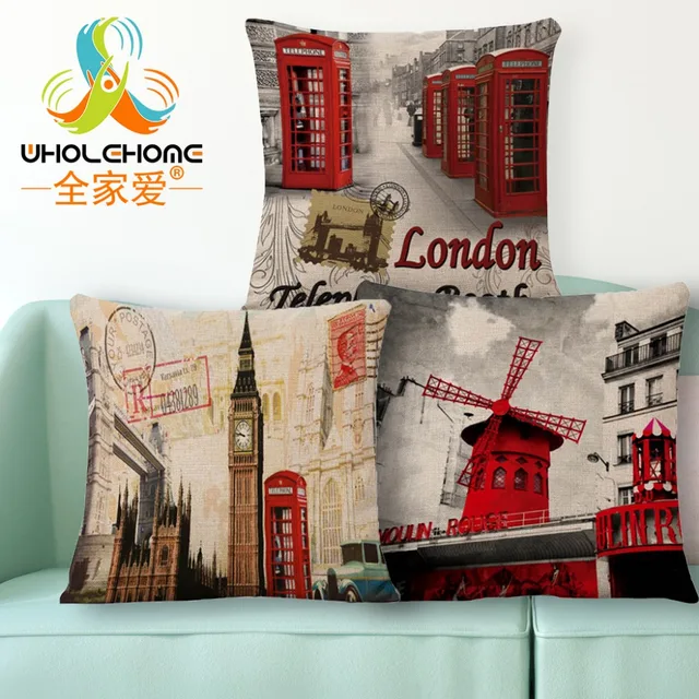 Uk Style Phone Booth Cushion Pillow Cover Fashion Print Uk Style Phone Booth Cushion Pillow Cover Fashion Print Chair Sofa Case
