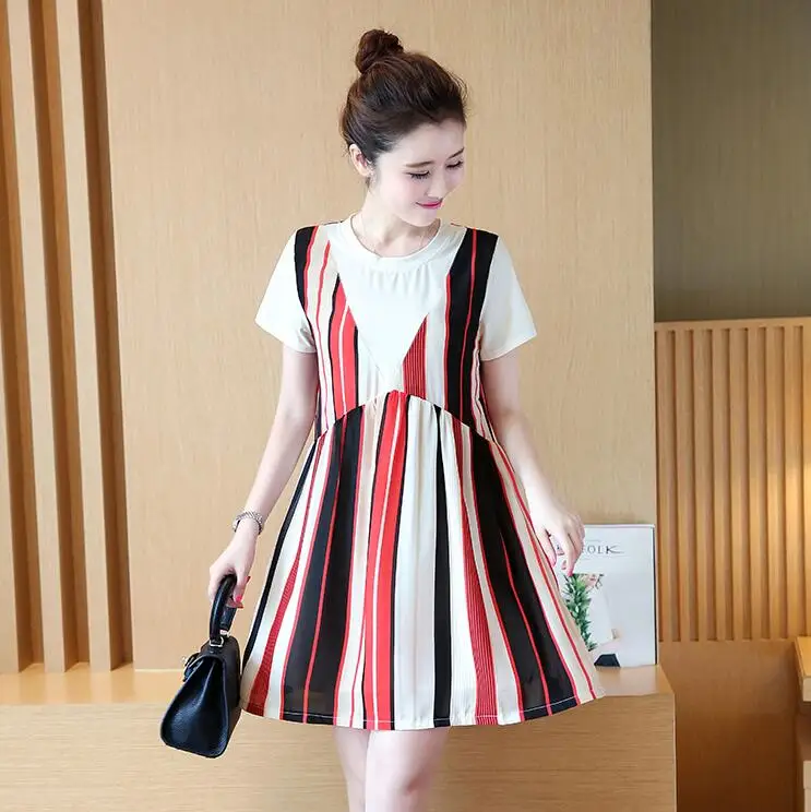 Maternity dress summer summer 2017 summer new fashion tide mothers dresses large size loose stripes pregnant