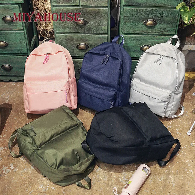 

Miyahouse Cute Solid Color Backpack For Women 2019 Simple Canvas Zipper Backpack Female High Capacity School Knapsack NEW