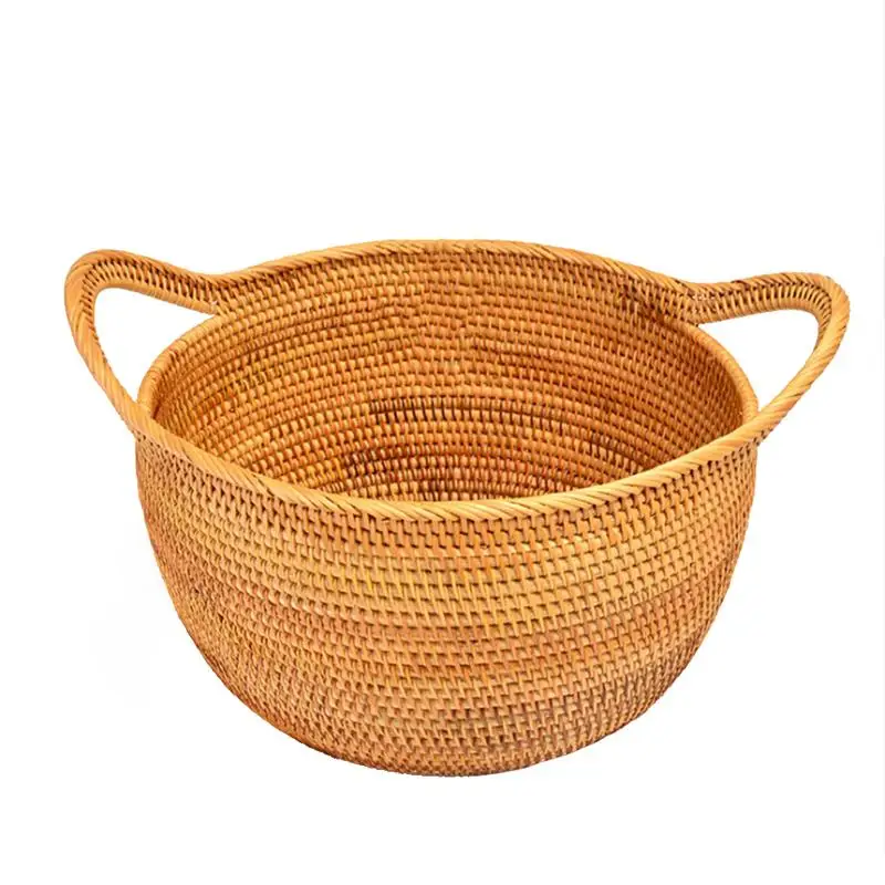 

Rattan Desktop Storage Basket Bread Snack Fruit Bowl Storage Fruit Wicker Basket Water Hyacinth Laundry Baskets