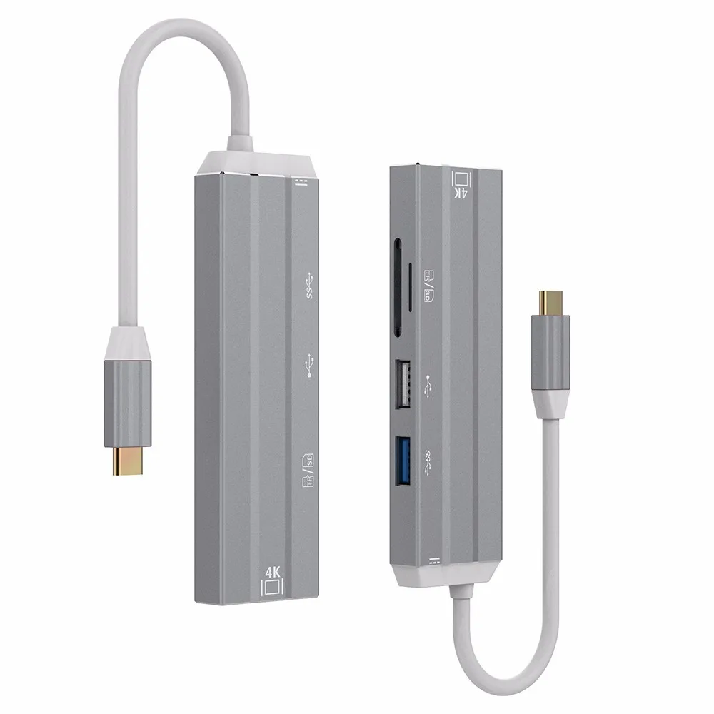6в1 USB C концентратор 4 K HDMI зарядка PD Порт USB3.0 USB2.0 SD/TF кардридер Тип адаптер для MacBook