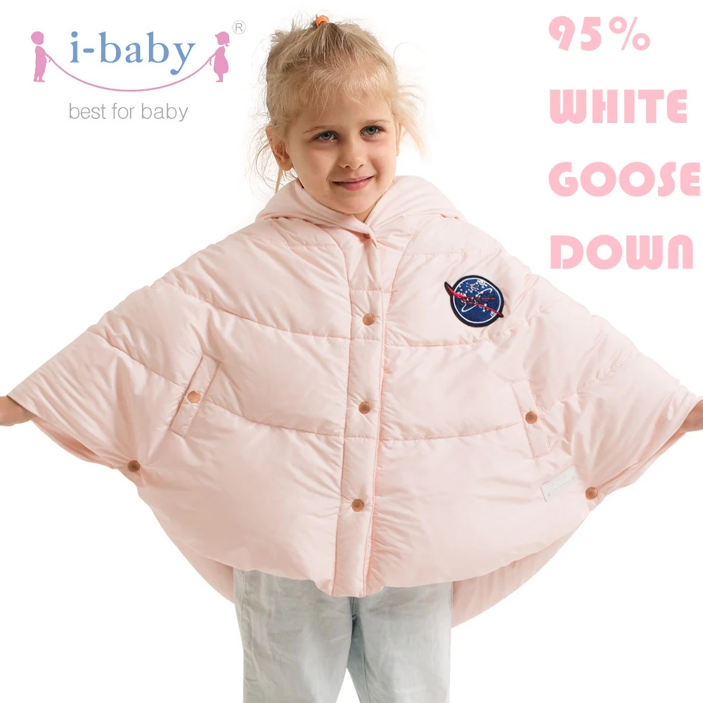 

i-baby Down Cape Outlast Kids Puffer Cloak Baby Hooded Cozy Clothes with double Layers Filling for Winter Outerwear