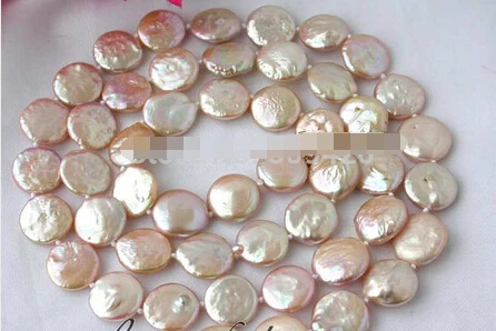 

Free shipping >>@ 1244 Amazing 30" 14mm pink coin freshwater pearl necklace