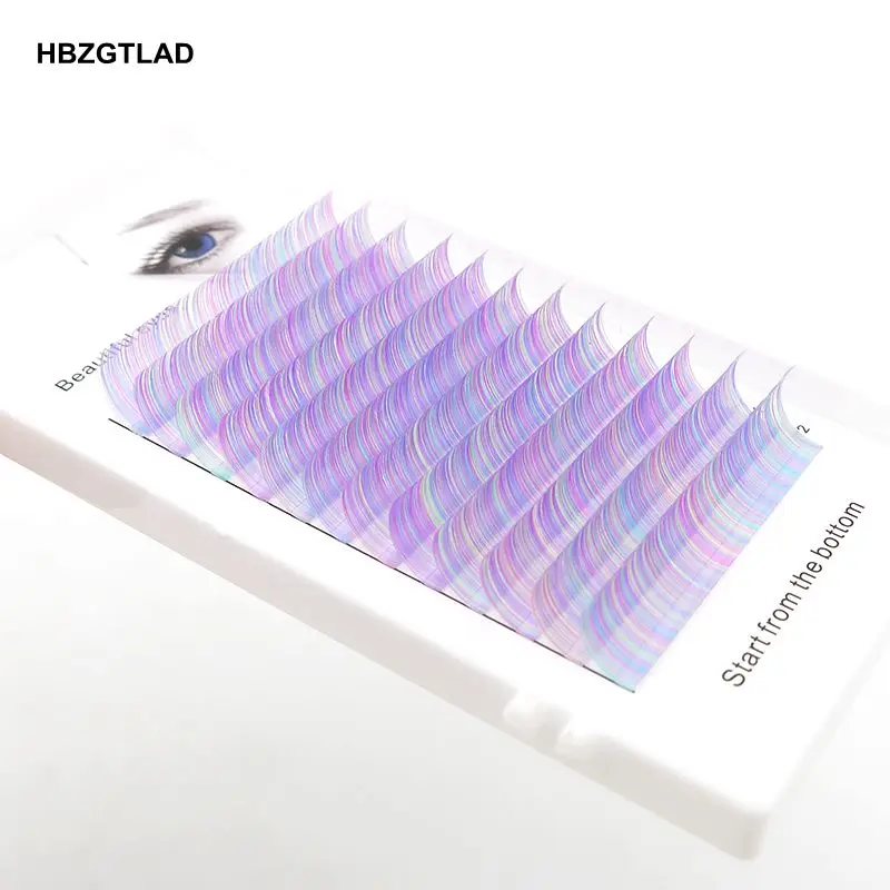 

2018 New C/D curl 0.07/0.1mm 8/15mm false lashes Rainbow color eyelash individual colored lashes Faux volume eyelash extensions