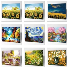 Картина маслом в виде цветов на холсте для гостиной, цифровая живопись без рамки, украшение дома