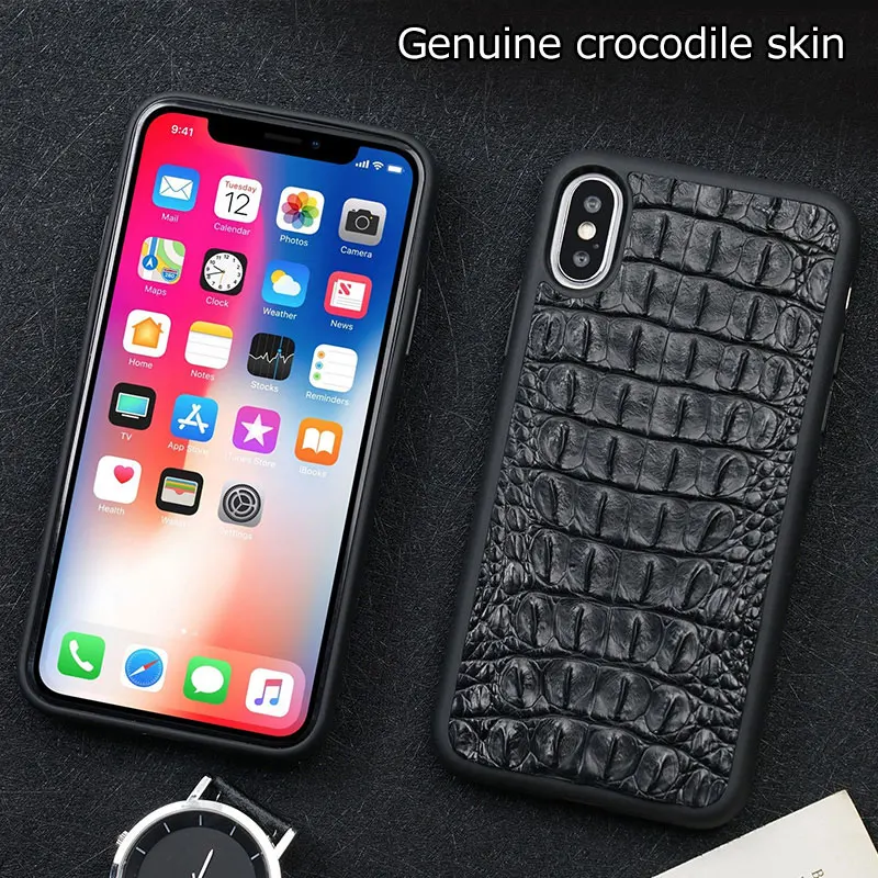 

For Iphone 11 Pro case Genuine Leather Business Crocodile back For Iphone X 6s coque Covers luxury phone case for funda iphone 7