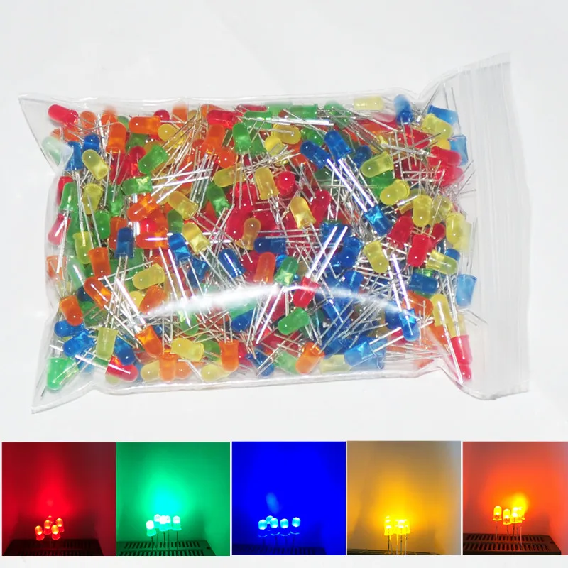 

100pcs LED 5mm Diode Red Green Blue Yellow White Pink UV Yellow RGB Light-Emitting-Diodes Brightness 5mm LED Diodo Lamp Lampada