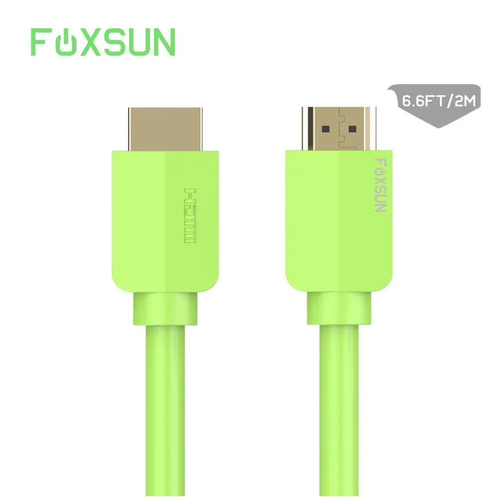 Foxsun hdmi cable [6.6 قدم/2 متر] فائقة hd (uhd) 4 كيلو hdmi 2.0 كابل 24 مطلية بالذهب موصلات و عالية القوة hdmi الحبل الأخضر