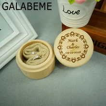 Galabeme пользовательские именами и датой выгравировать обручальное кольцо из коробки персональный подарок Rustic обручальное кольцо Bearer Box