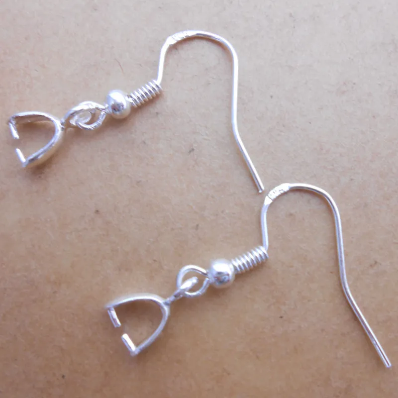 Wholesale 50PCS Lot 18mm 925 Sterling Silver Earring Hooks Ball Jewelry