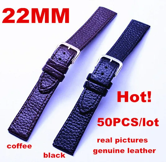 Buy Wholesale 50PCS/lots High quality 22MM 100 genuine leather Watch strap