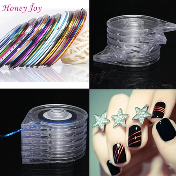 

1pc Removable 6 layers Nail Art Striping Tape Line Case Tool Sticker Box Holder Cases Sticker Roller Boxes Holders Transparent