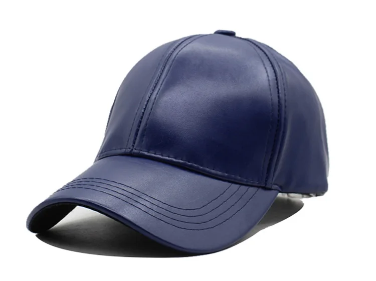 Простая Новая Мужская бейсболка, женские кожаные бейсболки, Casquette, брендовая Регулируемая косточка, ПУ шапки для мужчин, папа, зимняя бейсболка s - Цвет: blue