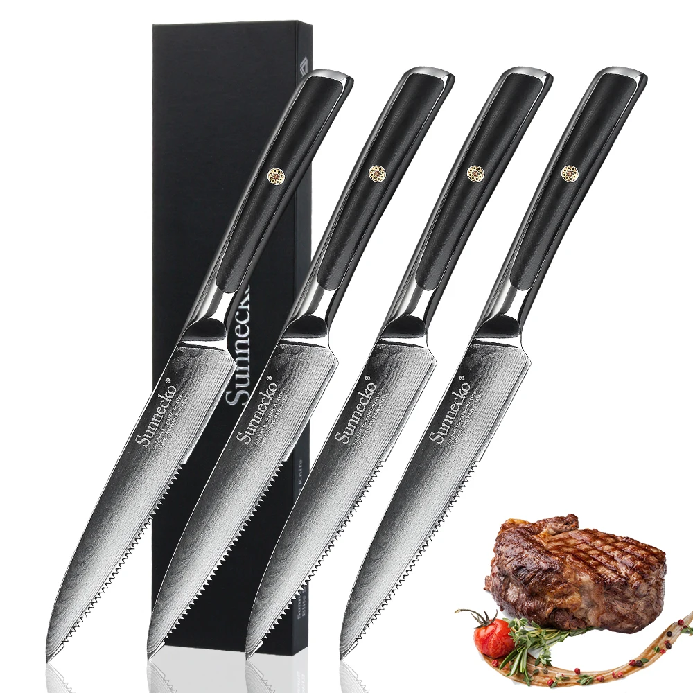 2018 Sunnecko 4 X 5" Steak Knife Dinnerware Damascus Japanese Vg10 Core