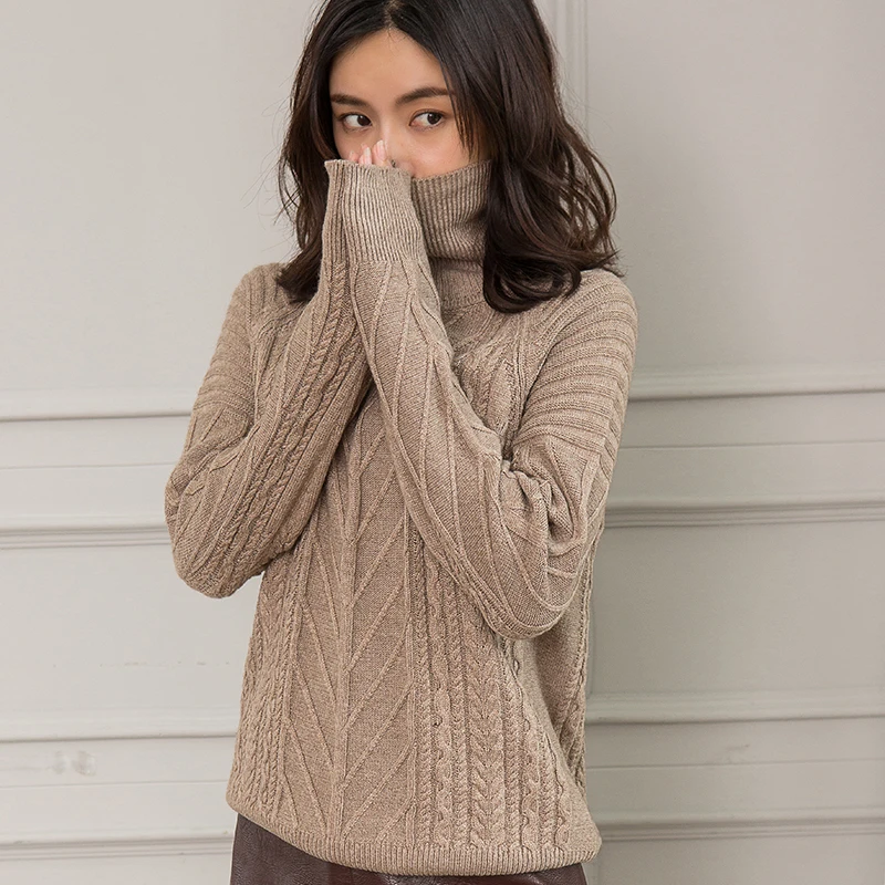 Hzyrmy Femelle Chandails Col Femmes Grande Nouvelle Chaud Coffee Lâche De dark Cachemire Automne Beige Haut kaki Chandail Pull Qualité Pur Taille Hiver Épais rqrx4pgnw
