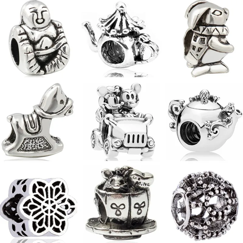 

Punk Tibet Silver Color Small Elephant Rabbit Hedgehog Bear Alloy Beads Fit Pandora Charms Bracelets for Women DIY Vintage Gifts