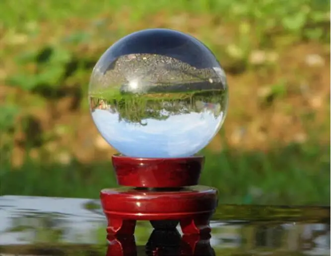 

80mm Sphere Wooden Stand Crystal Ball Asian Natural Quartz Healing Meditate