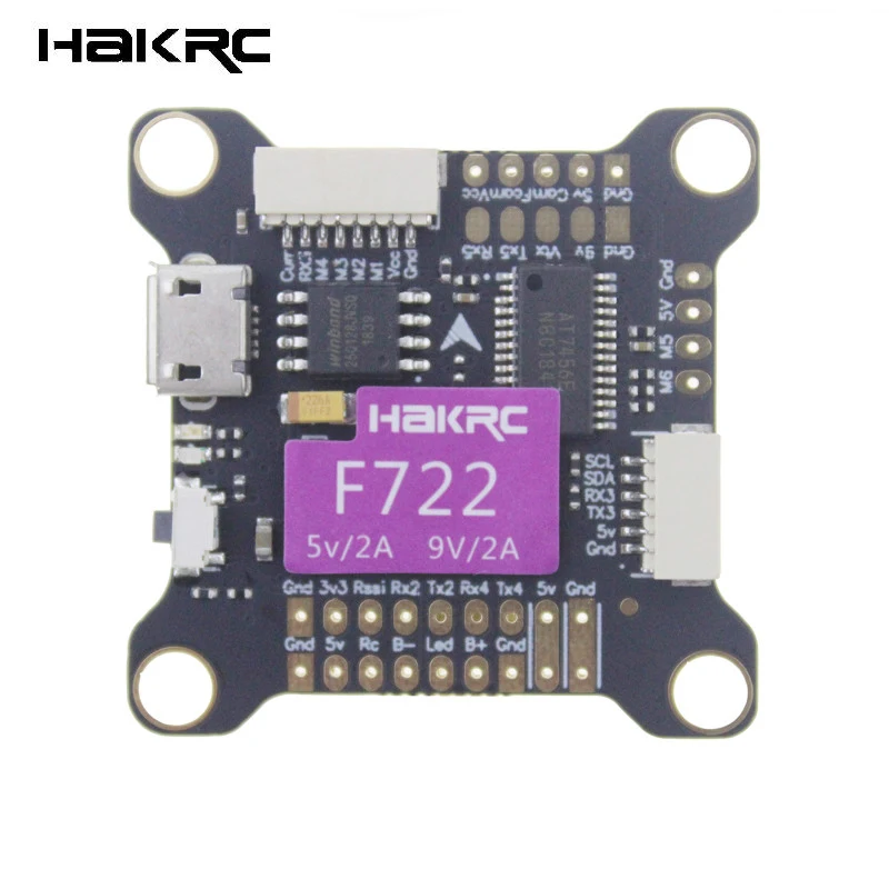 HAKRC F722 MPU6000 5V/2A 9V/2A 3 9S OSD BEC Контроллер полета для радиоуправляемого дрона FPV