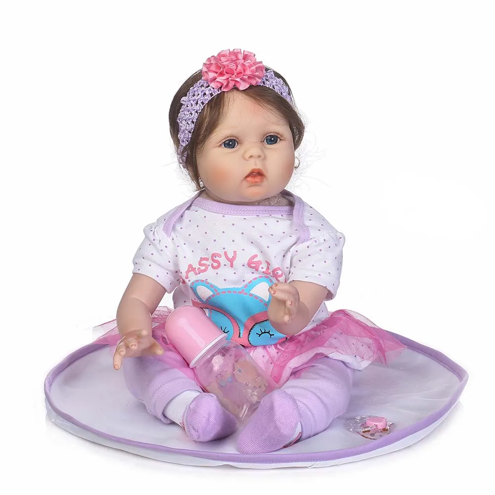 

NPK 22 Inch Lifelike Silicone Reborn Doll Set Realistic Baby Newborn Dolls for Kids Playmat Gift M09