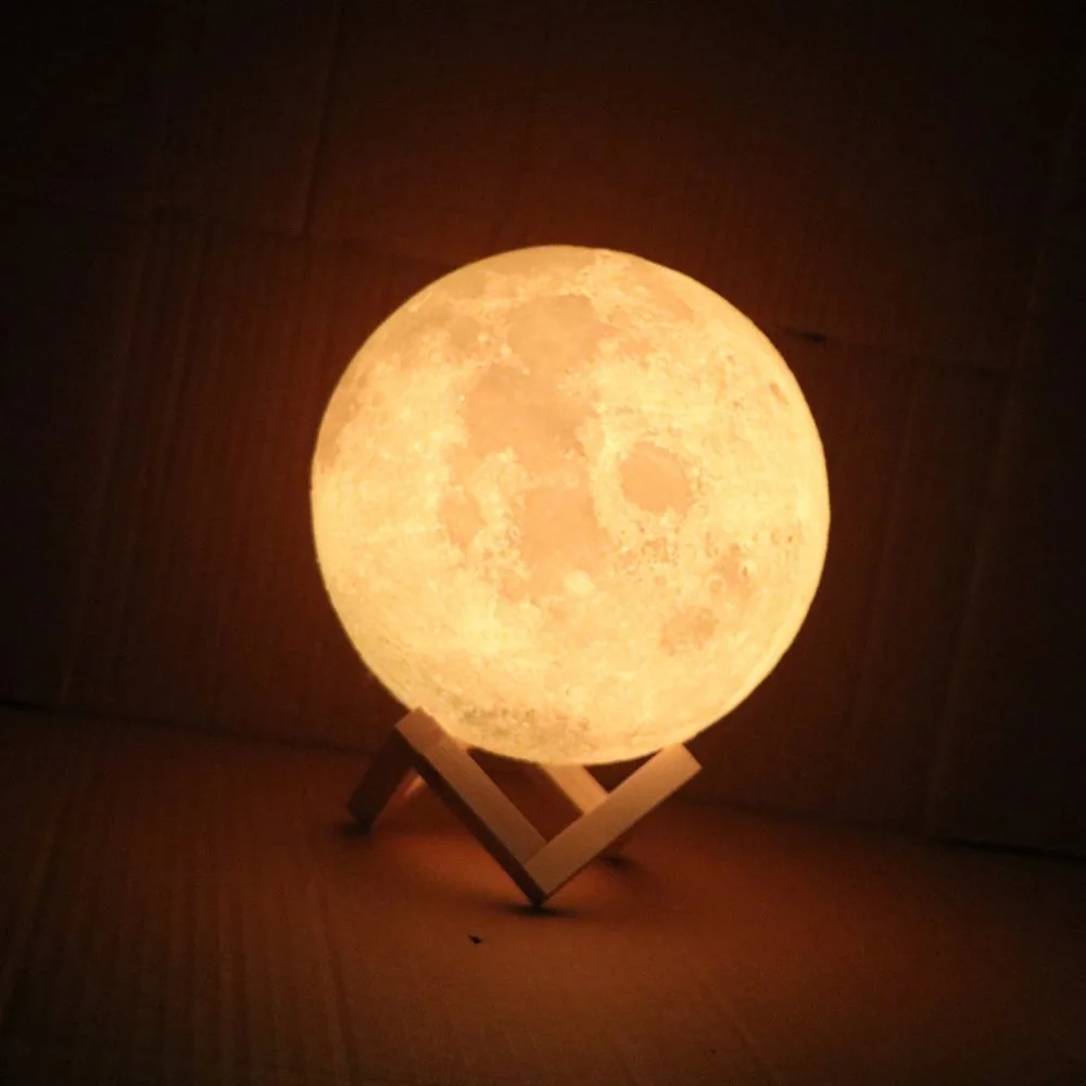 Перезаряжаемые светодиодный ночной Светильник луна лампа 3D печать Луны светильник Спальня домашний декор 2 цвета сенсорный переключатель Usb светодиодный ночной Светильник Инж