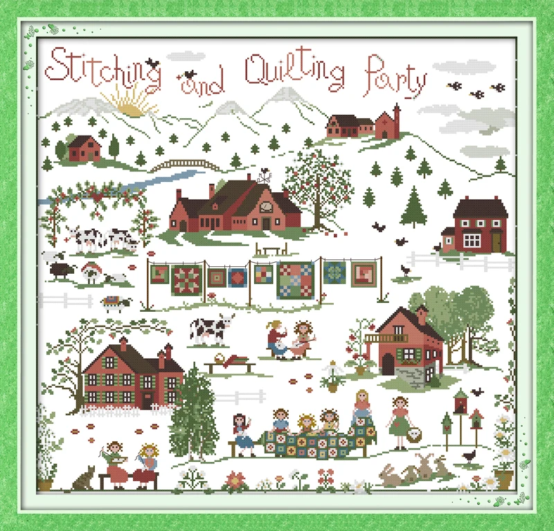 

Stitching party cross stitch kit cartoon 14ct 11ct count print canvas stitching embroidery DIY handmade needlework