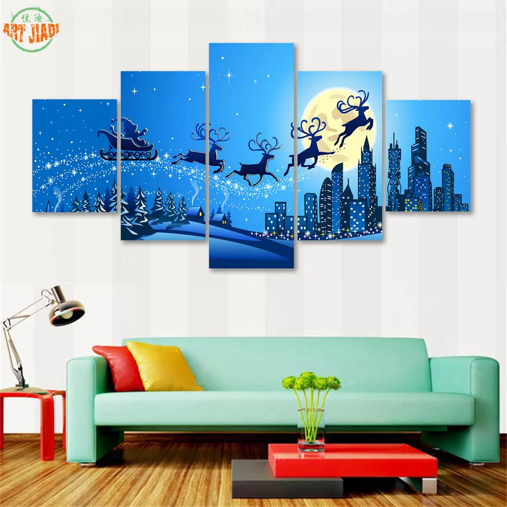 4 piece/set or 5 Piece/set Canvas Art CHRISTAMS REINDEER CANVAS