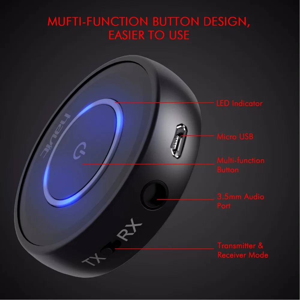 HAVIT 2-в-1 3,5 мм Bluetooth адаптер аудио передатчик и приемник aptX мини Беспроводной Портативный bluetooth-устройство HV-BT018