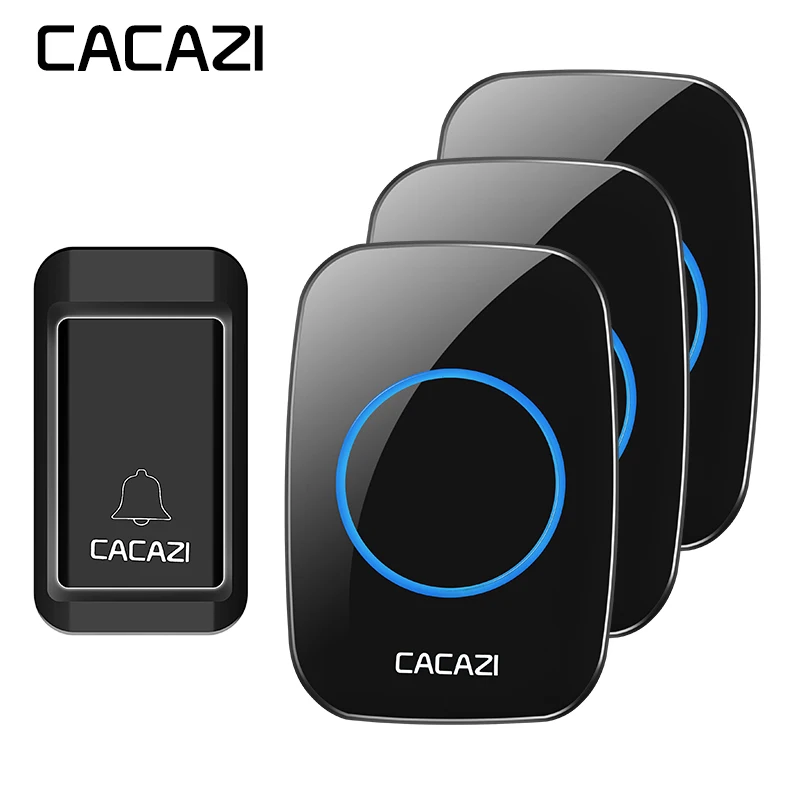 

CACAZI Wireless Self-powered No batteries Doorbell Waterproof Smart US/EU/UK Plug 120M Remote AC LED Receiver Button 38 Chimes