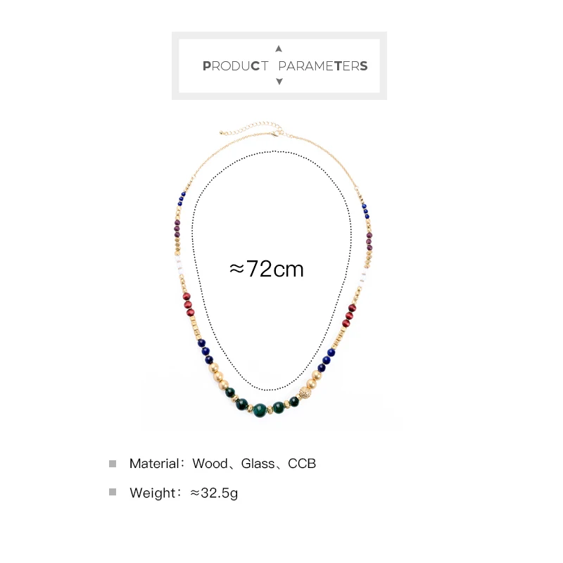 Медное покрытие акриловые бусины длинное ожерелье Этнические Красочные деревянные стеклянные бусы ожерелье свитер цепи для женщин ювелирные изделия