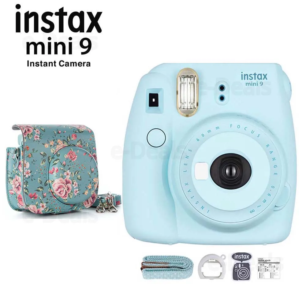 Фотокамера моментальной печати Fujifilm Instax Mini 9 Ice Blue+ качественный мягкий чехол из искусственной кожи с плечевым ремнем