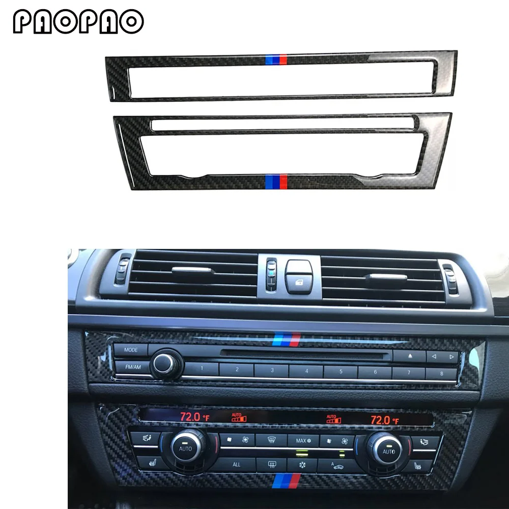 

For BMW F10 5 Series Interior Trim Carbon Fiber Air conditioning CD Control Panel Cover Trim Car Styling 520i Accessories