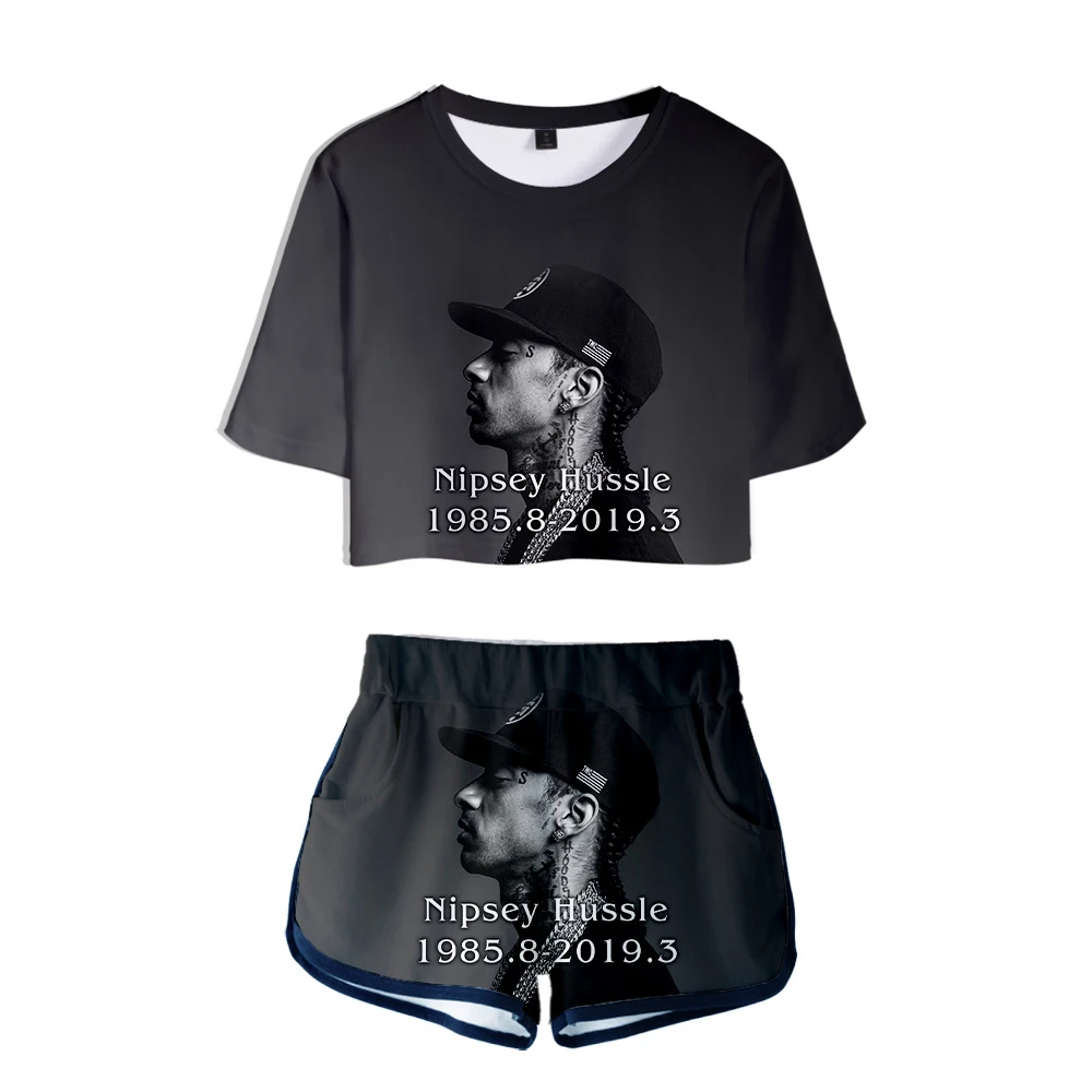 

Women Outfits Nipsey Hussle Hip Hop 2 Piece Set Women Summer T-Shirt Two Piece Short Set For Women Crop Top Women Clothing Sets