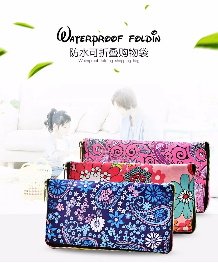 Складной кошелек стиль Многоразовые водонепроницаемые женские сумки для покупок Цветочные нейлоновые сумки для путешествий пляжные сумки для книг Бесплатный подарок