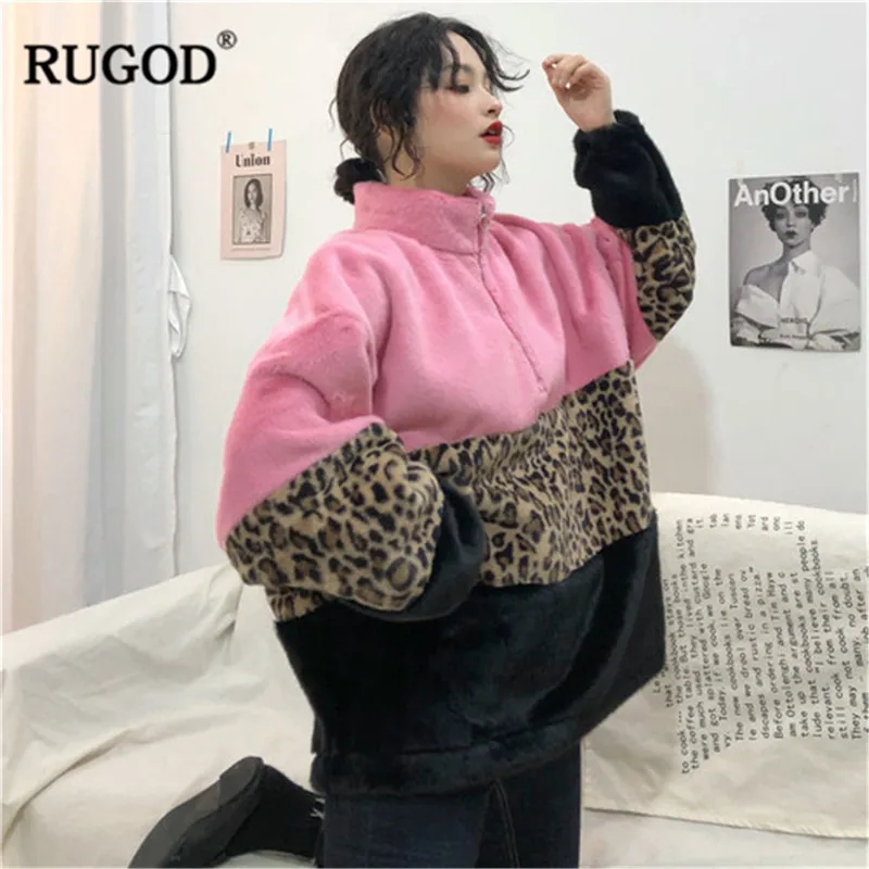 RUGOD, новая мода, Леопардовый женский свитер, водолазка, повседневные женские пуловеры размера плюс, вязанная зимняя одежда, pull femme hiver